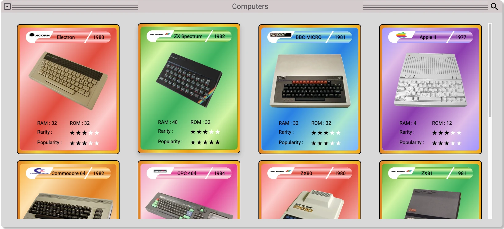 Liste des ordinateurs Back to Byte